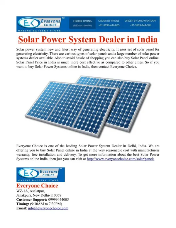 Solar Power System Dealer in India