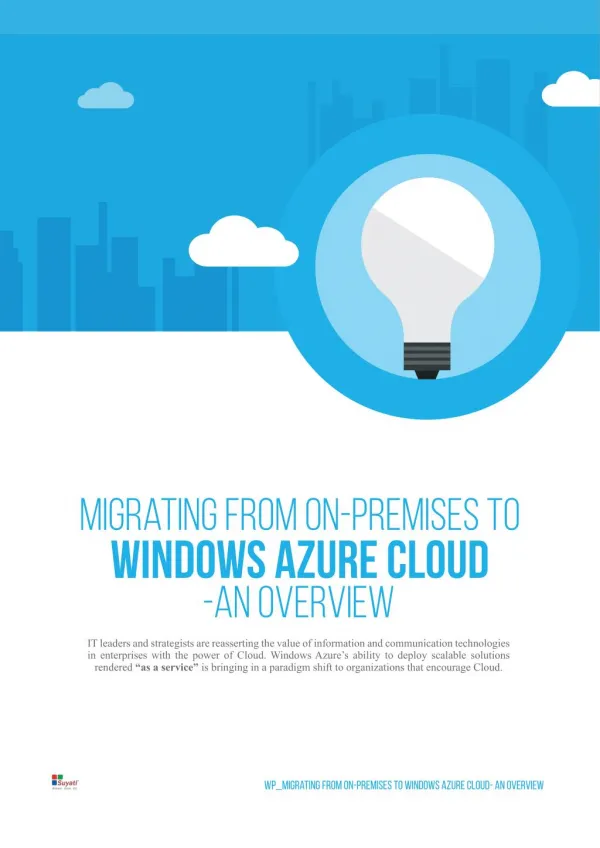 Migrating from On-Premises to Windows Azure Cloud