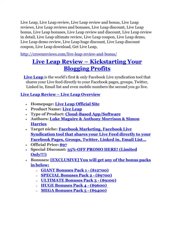 Live Leap Review and Premium $14,700 Bonus