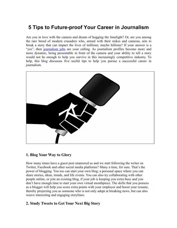 5 Tips to Future-proof Your Career in Journalism