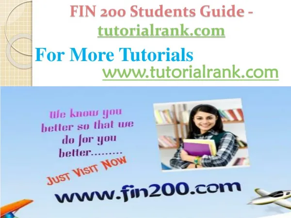 FIN 200 Students Guide -tutorialrank.com