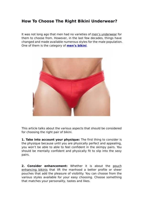 How To Choose The Right Bikini Underwear?