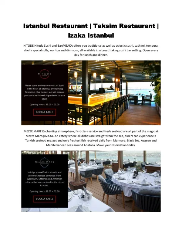 Taksim Best Restaurants - Istanbul Sushi Restaurant