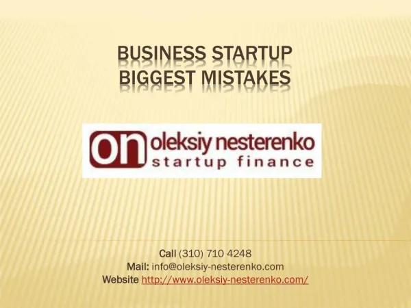 Business Startup Mistakes - Oleksiy Nesterenko