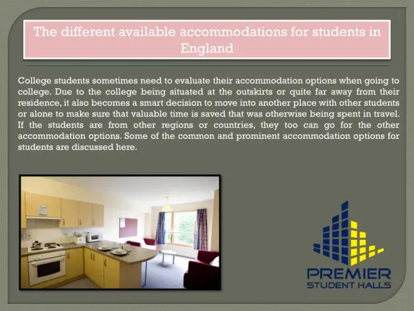 The different available accommodations for students in England