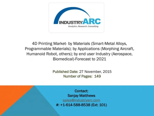 4D Printing Market: wide scope of applications in medicine for implants and reconstruction surgeries.