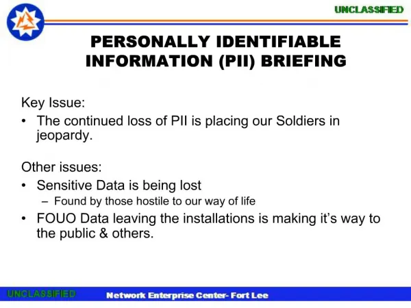 PERSONALLY IDENTIFIABLE INFORMATION PII BRIEFING