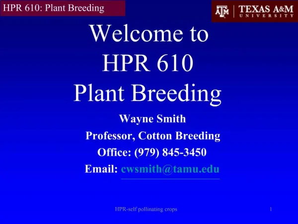 HPR-self pollinating crops