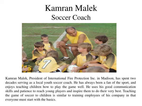 Kamran Malek - Soccer Coach