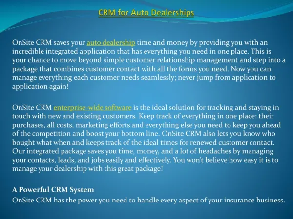 CRM for Auto Dealerships