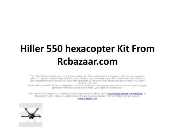 Hiller 550 hexacopter Kit From Rcbazaar.com