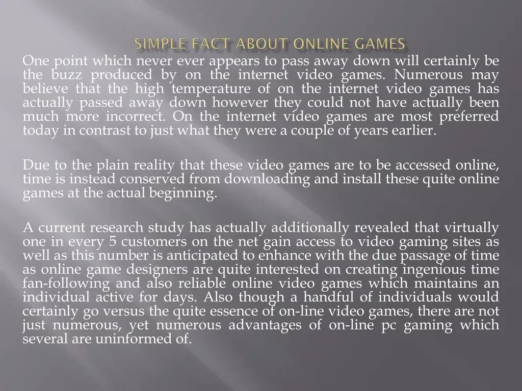 simple fact about online games