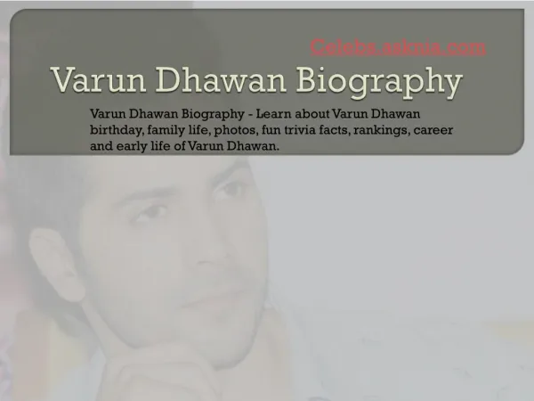 Varun Dhawan Biography | Biography of Varun Dhawan