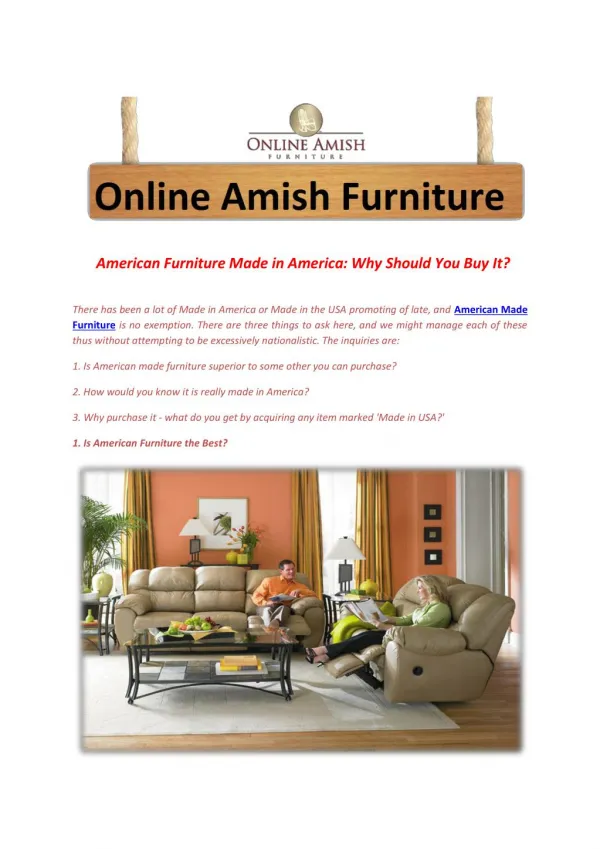 American Furniture Made in America: Why Should You Buy It?