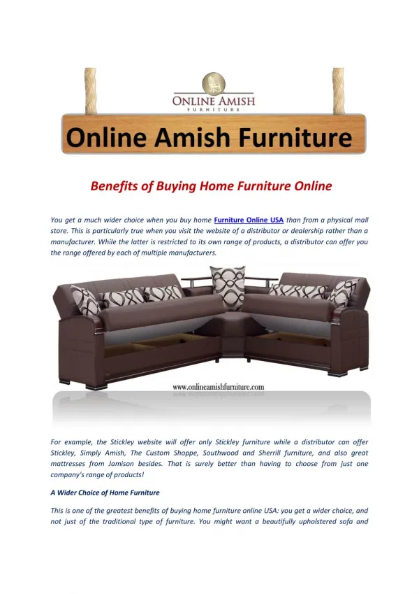 Benefits of Buying Home Furniture Online
