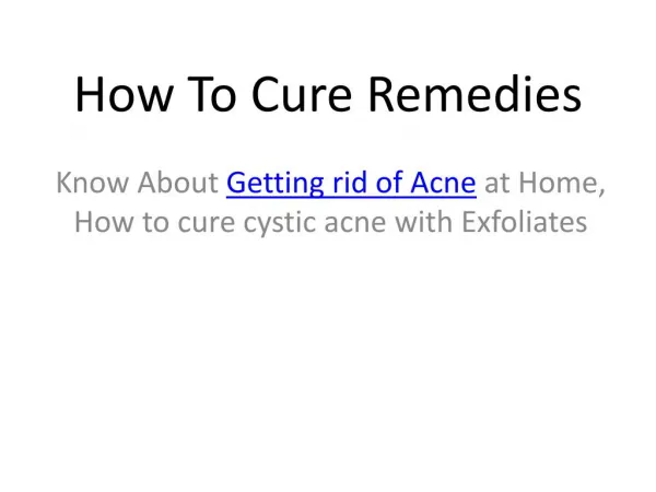 How To Cure Remedies