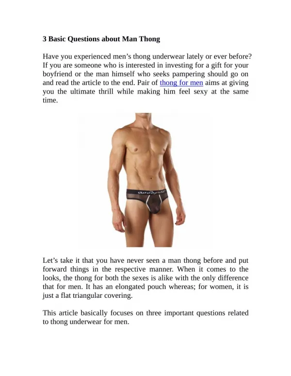 3 Basic Questions about Man Thong