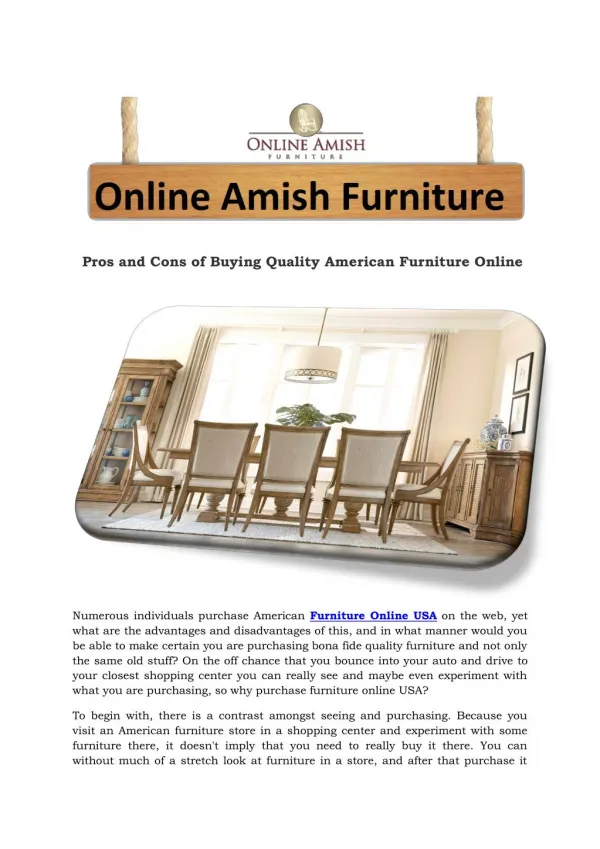 Pros and Cons of Buying Quality American Furniture Online