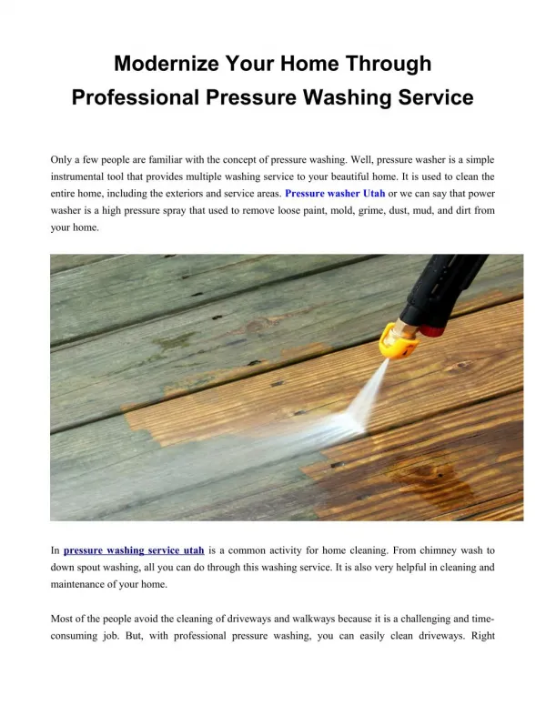 pressure washing service utah