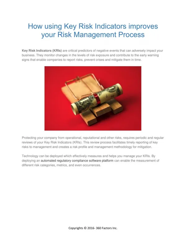 How using Key Risk Indicators improves your Risk Management Process