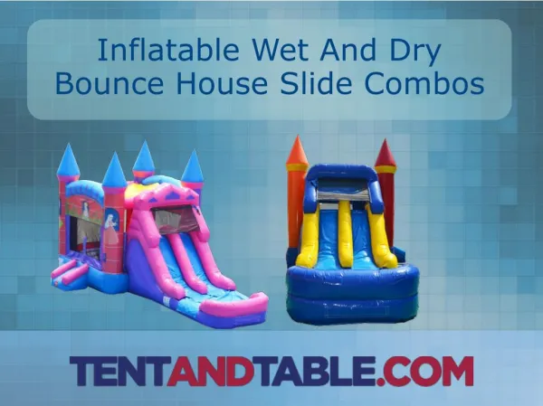 Colorful Inflatable Wet and Dry Bounce House Slide Combos