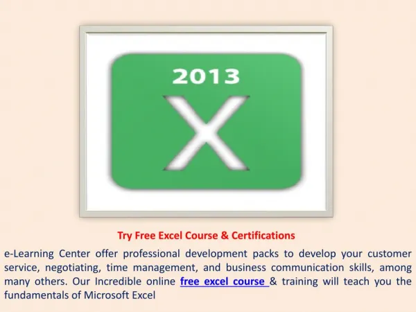Try Free Excel Course & Certifications
