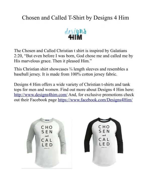 Chosen and Called Christian T-Shirt