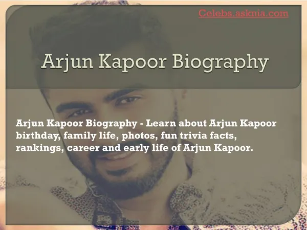 Arjun Kapoor Biography | Biography of Arjun Kapoor