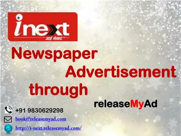 Newspaper Advertisement in I-Next Newspaper via releaseMyAd