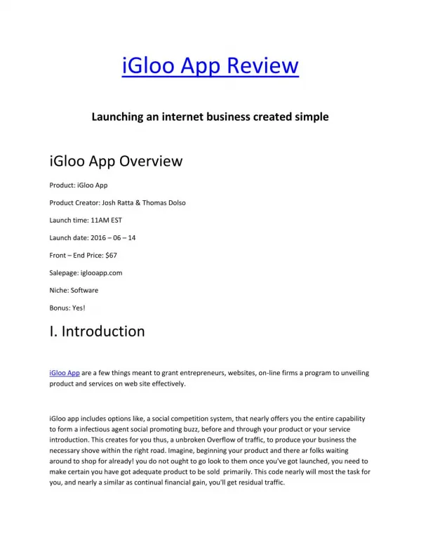 iGloo App Review And Special Bonus