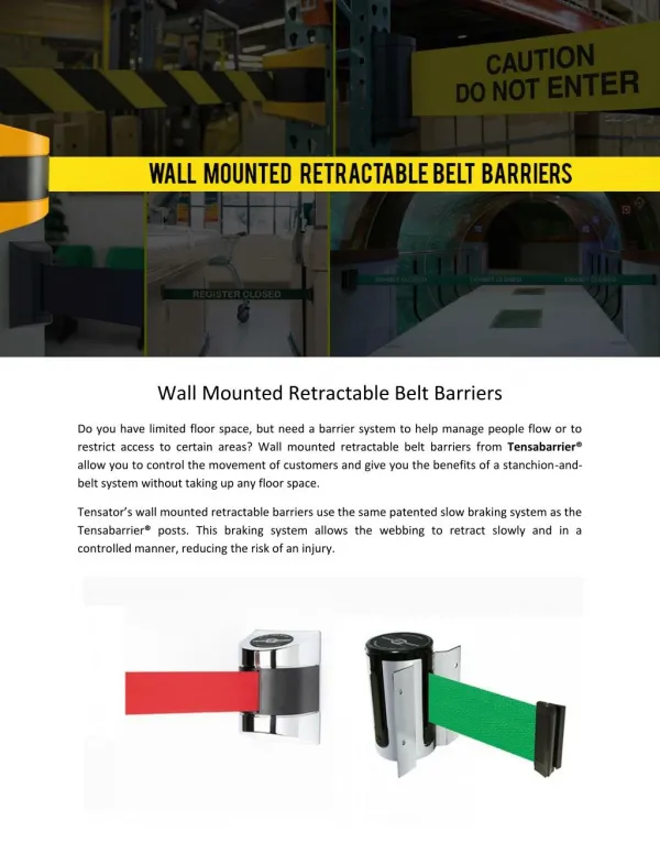 Wall Mounted Retractable Belt Barriers