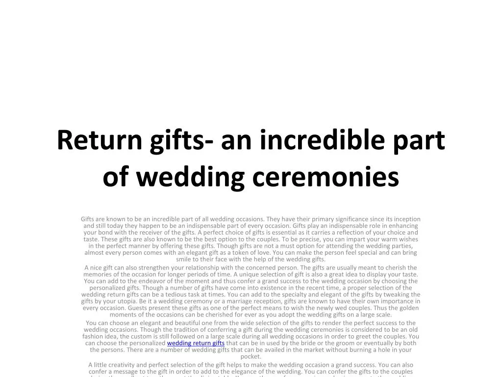return gifts an incredible part of wedding ceremonies