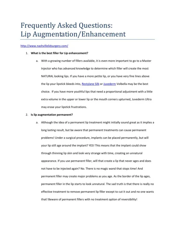 Lip Augmentation 101