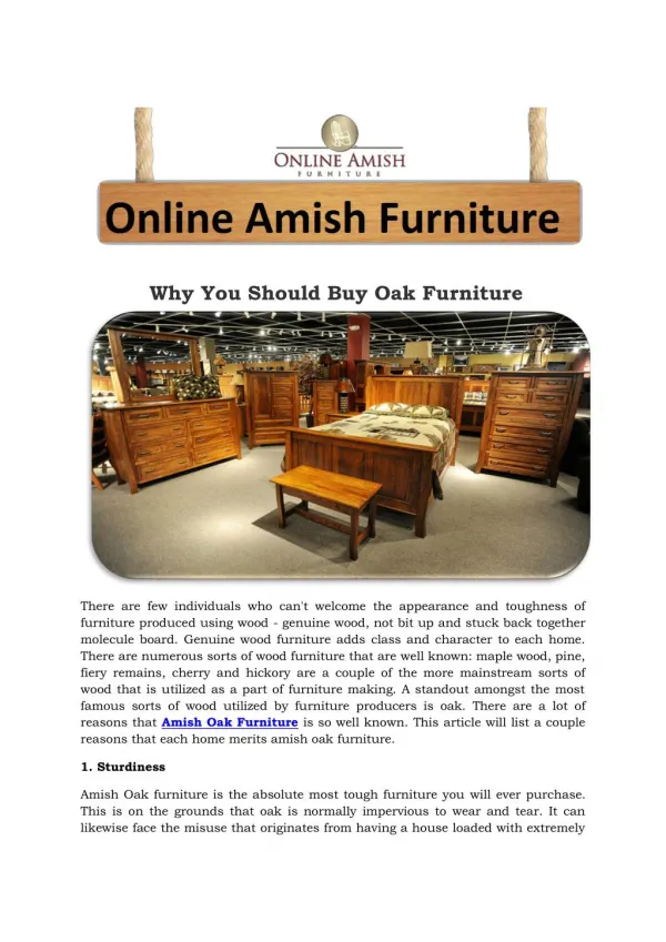 Why You Should Buy Oak Furniture