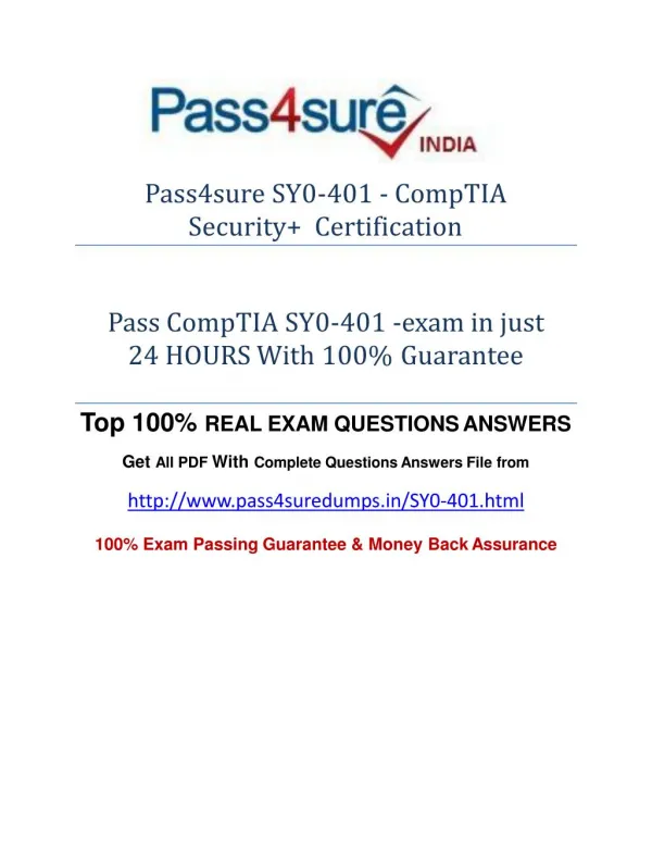 Pass4sure SY0-401 Practice Test