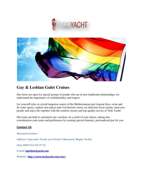 Gay & Lesbian Gulet Cruises