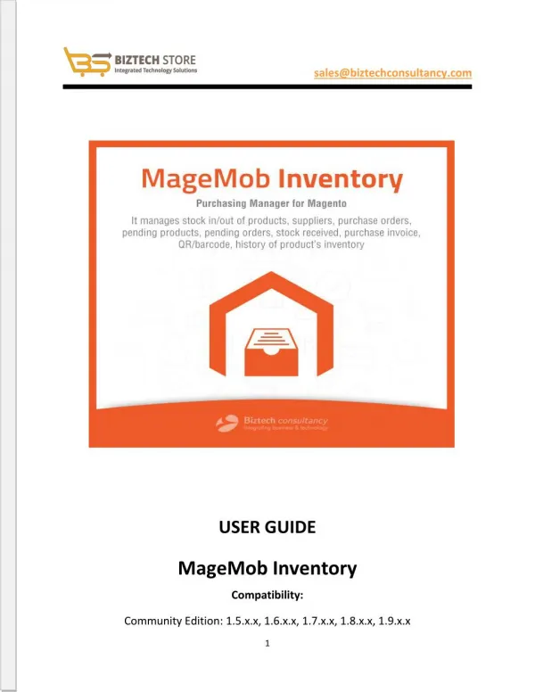 MageMob Inventory System: Magento Mobile Inventory User Guide