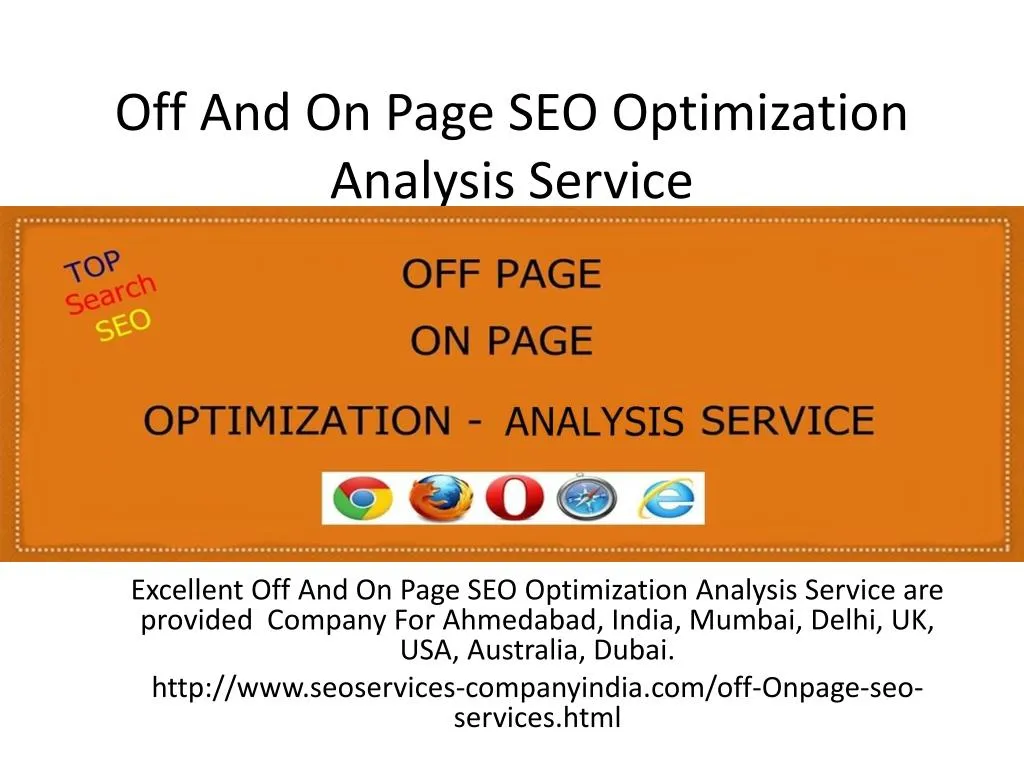 off and on page seo optimization analysis service