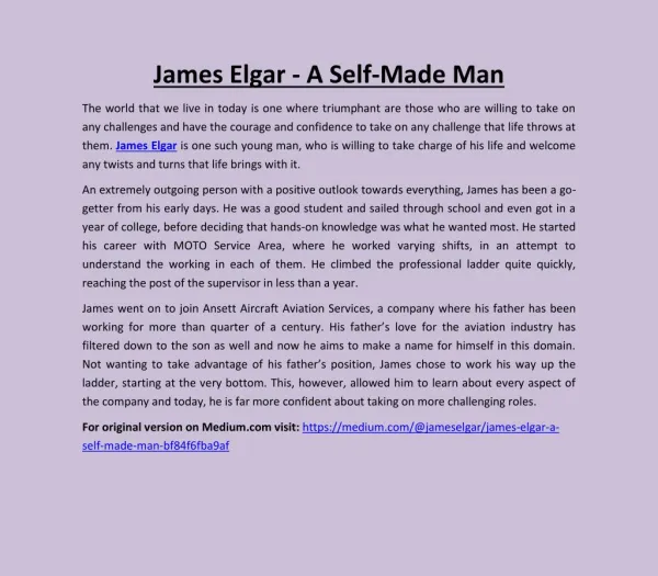James Elgar - A Self-Made Man