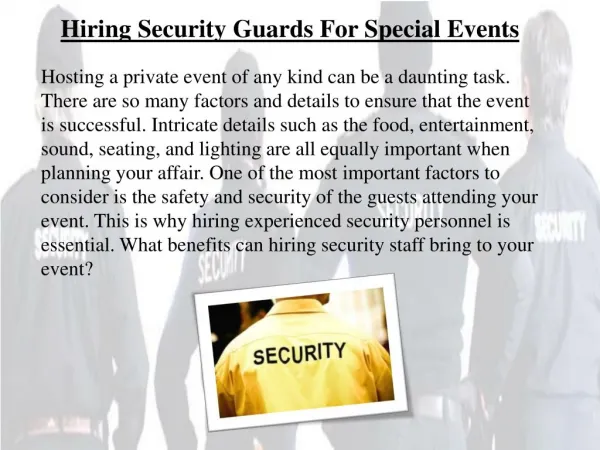 Hiring Security Guards For Special Events