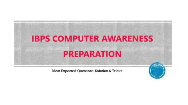 IBPS Computer Awareness Questions