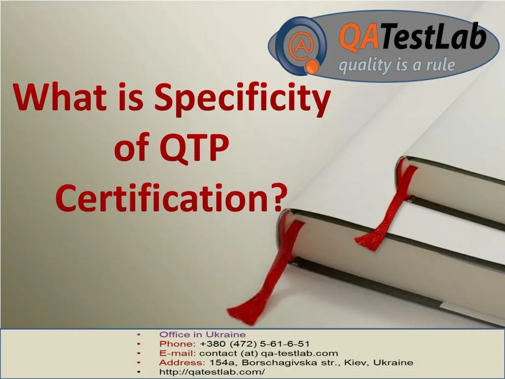 what is specificity of qtp certification