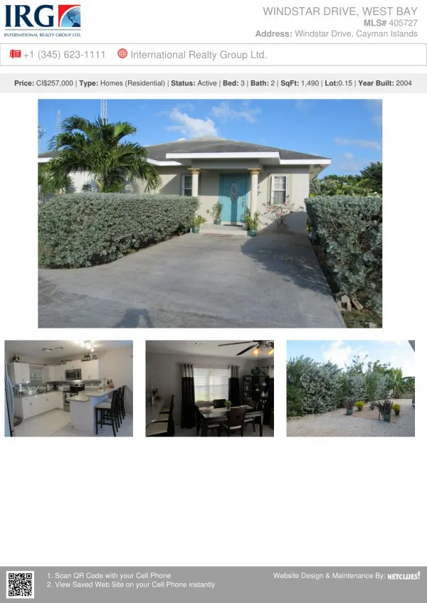 Cayman Residential Real Estate Property WINDSTAR DRIVE For Sale in Grand Cayman Islands