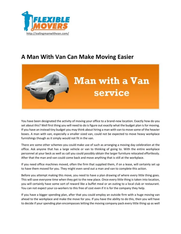 A Man With Van Can Make Moving Easier