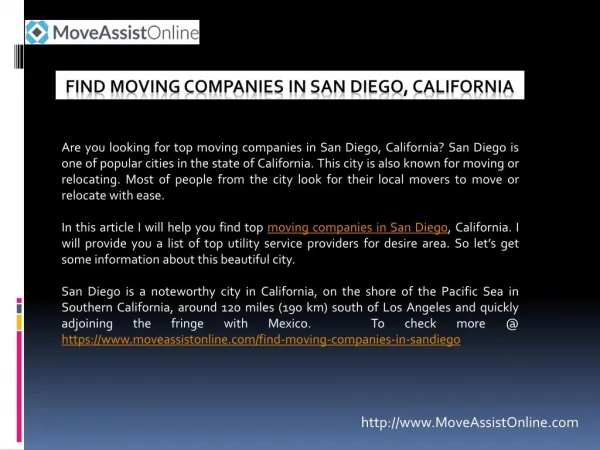 How To Find Top Moving Companies in San Diego, California?