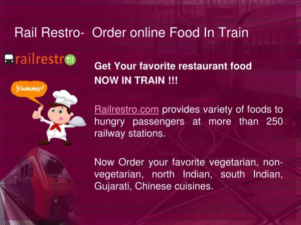 Rail Restro- Online Food Ordering in Train