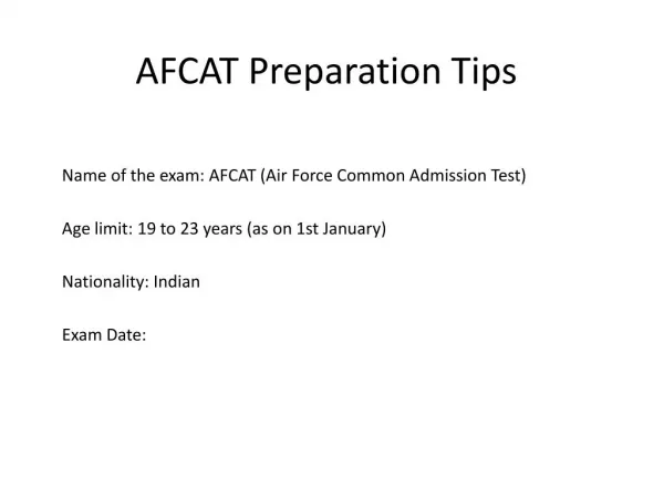 AFCAT 2016 Exam Preparation Tips