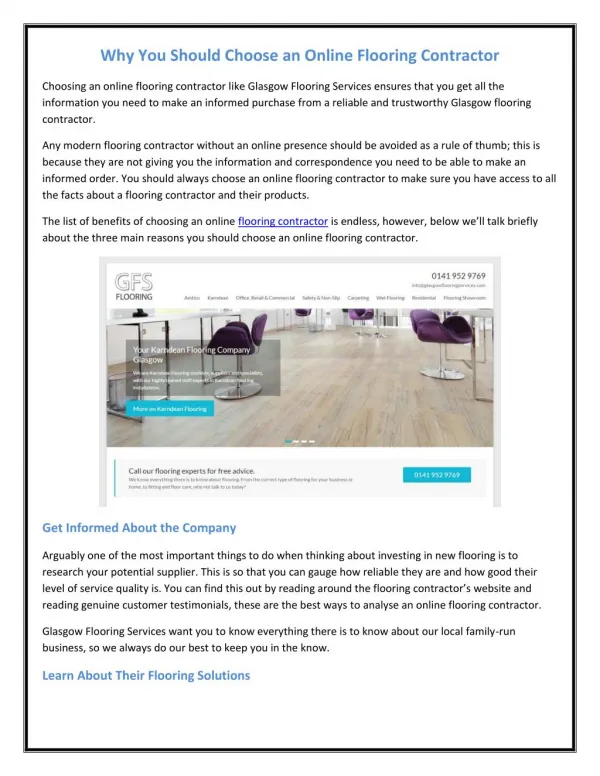 Why You Should Choose an Online Flooring Contractor