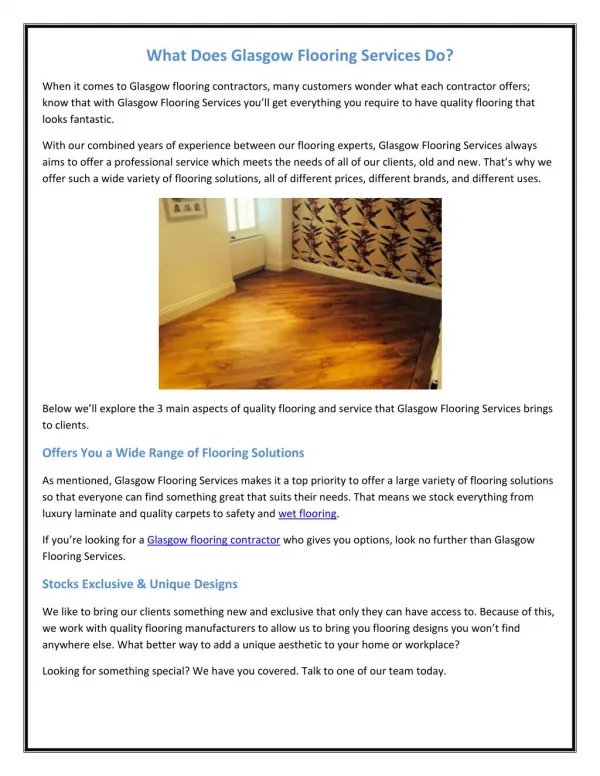 What Does Glasgow Flooring Services Do?