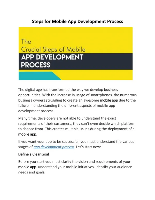 Steps for Mobile App Development Process